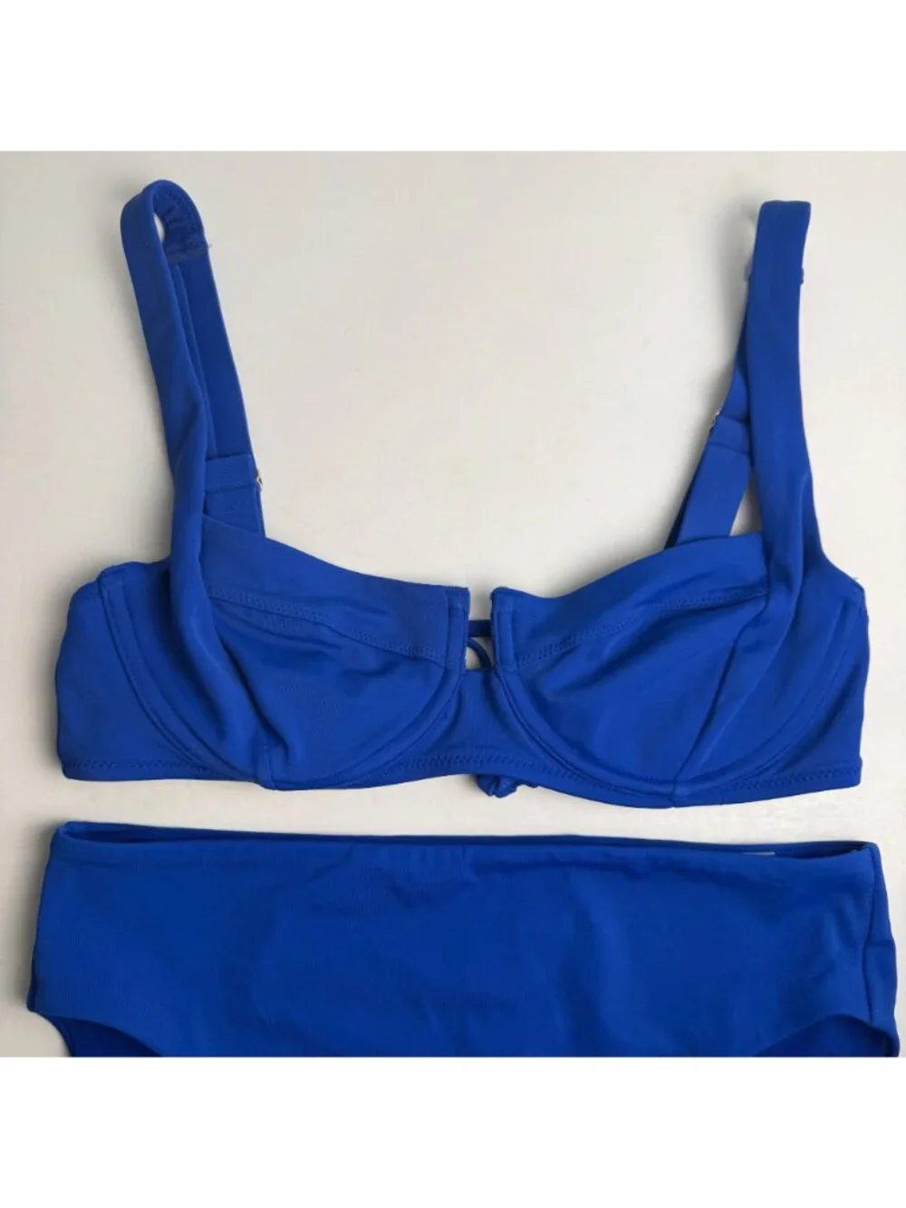 Victoria's Secret Swim Bikini Cobalt Blue Set Small Bottoms 32D Underwire Top
